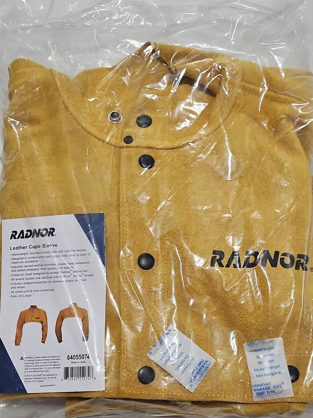 Men's Leather Cape Sleeve Jacket — Mustard Brown